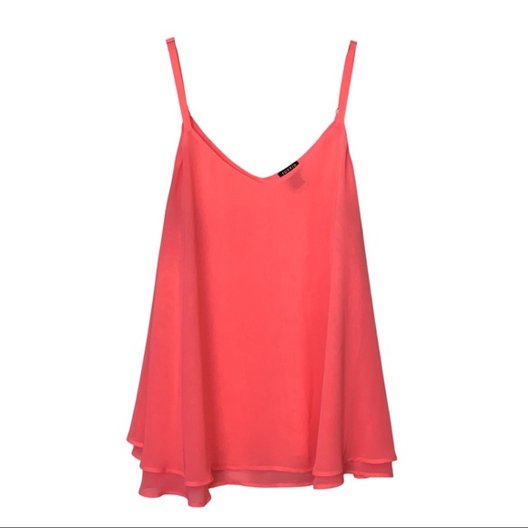 torrid Tops - Torrid | NWOT Bright Coral/Pink Chiffon Tank Top Blouse w/ Adjustable Straps | 1
